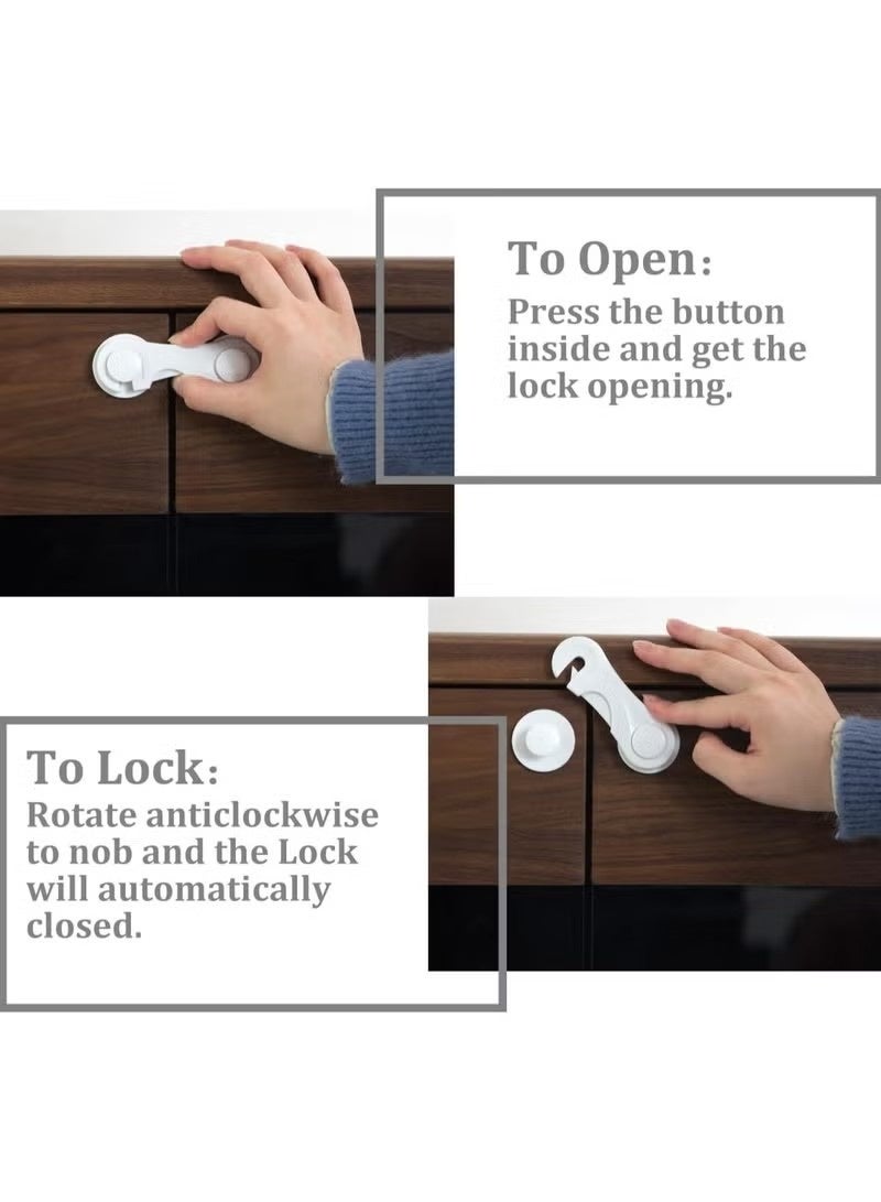 Beauenty Cabinet Door Locks for Baby Proofing and Child Safety, 4 Pack Childproof Cabinet Locks with Adhesive for Drawer Cupboards Fridge Closet and Pantry, Child Proof Latch for Protecting Kids (White-4PCS) - Image 4